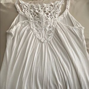 white crocheted top